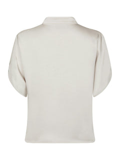Anelle Heavy Sateen Blouse - Pearl