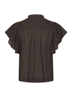 Vinsa S Voile Top - Dark Brown