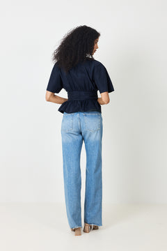 Annegret Poplin Blouse - Navy