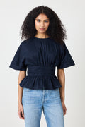 Annegret Poplin Blouse - Navy
