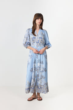 Stellar Artist Paisley Dress - Light Blue