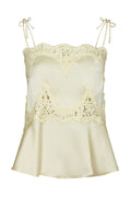 Kaela Heavy Sateen Lace Top - Ljusgul