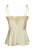 Kaela Heavy Sateen Lace Top - Ljusgul