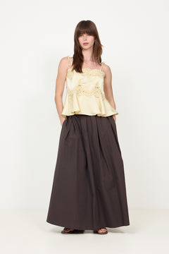 Kaela Heavy Sateen Lace Top - Light Yellow