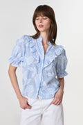 Manet Jacquard Blouse - Ljusblå