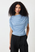 Cottuna Dot Drapy Mesh Top - Ljusblå