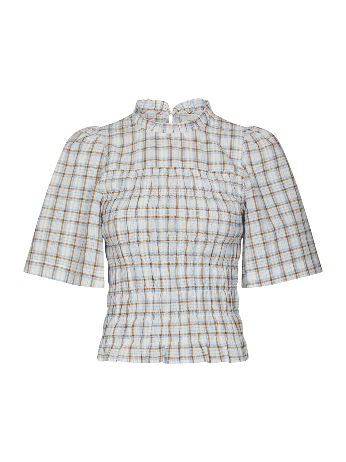 Possini Mega Check Blouse - Light Blue