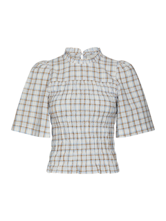 Possini Mega Check Blouse - Light Blue