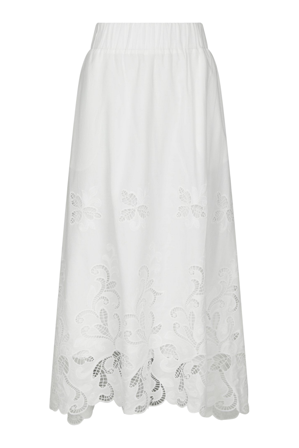 Yara Long Emb Skirt - White