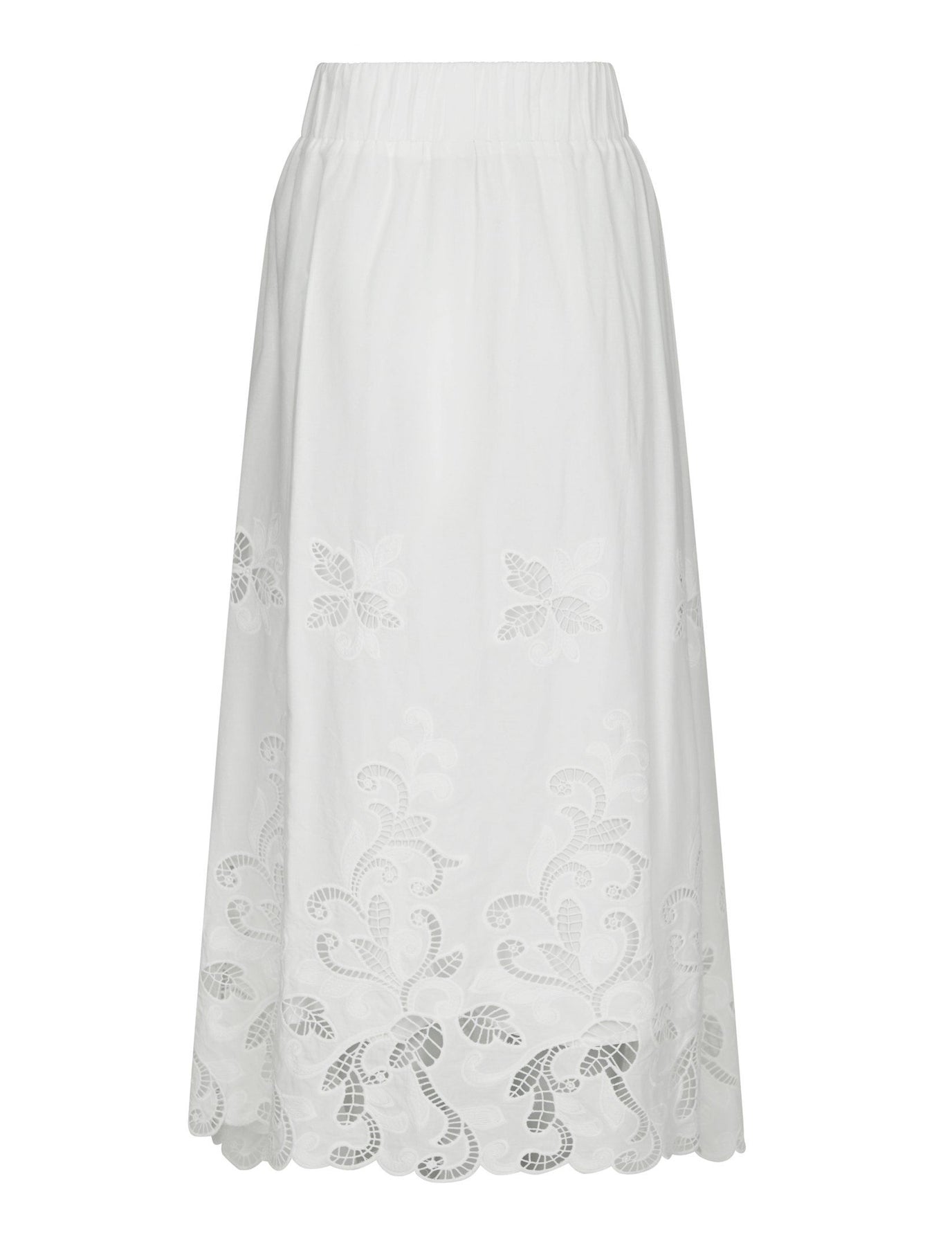 Yara Long Emb Skirt - White