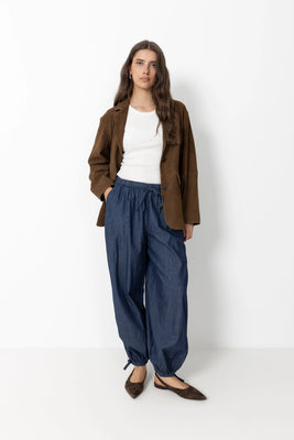 Roxane Balloon Denim Pants - Blue
