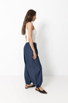 Roxane Balloon Denim Pants - Blue