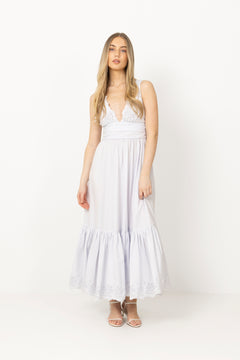 Elise Broderie Dress - Light Blue