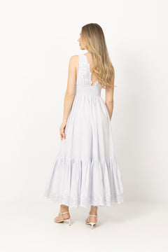 Elise Broderie Dress - Light Blue