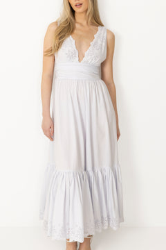 Elise Broderie Dress - Light Blue