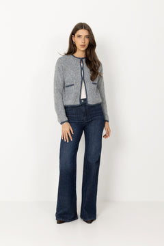 Eliza Nenaya Cardigan Stp - V Indigo Egret