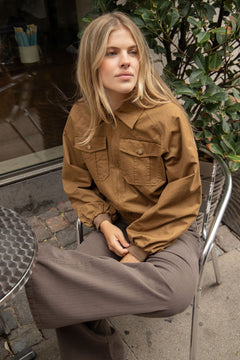 Mona Cotton Bomber Jacket - Brown
