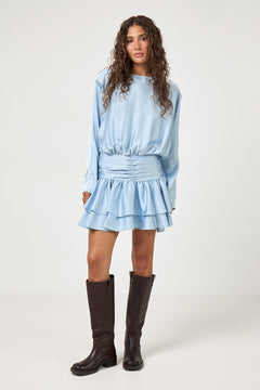 Cordelia Satin Mini Dress - Light Blue