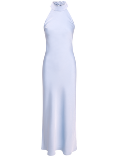 Lola Satin Halter Maxi Dress - Light Blue