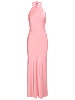Lola Satin Halter Maxi Dress - Coral