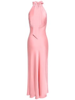 Lola Satin Halter Maxi Dress - Coral