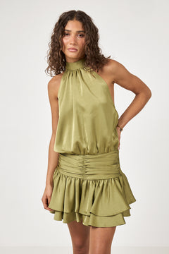 Cordelia Halterneck Mini Dress - Green