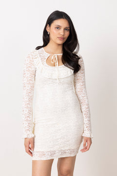 Selena Lace Mini Dress - Creme