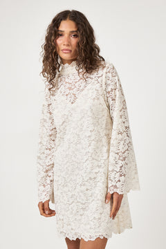 Sabrina Lace Mini Dress - Creme