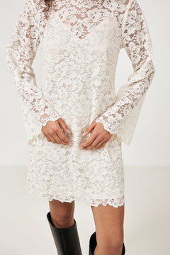 Sabrina Lace Mini Dress - Creme