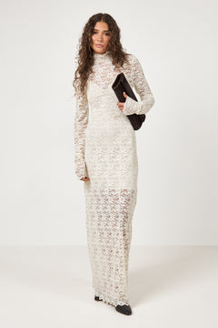 Olivia Lace Maxi Dress - Creme