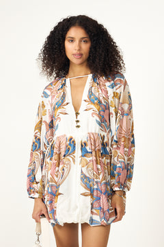Mini Bubble Dress - Sea Garden Off-White