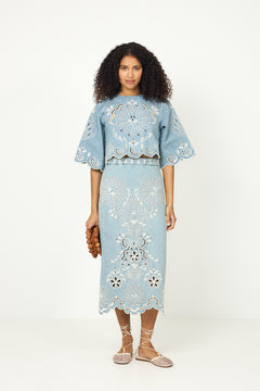 Richelieux Midi Skirt - Denim