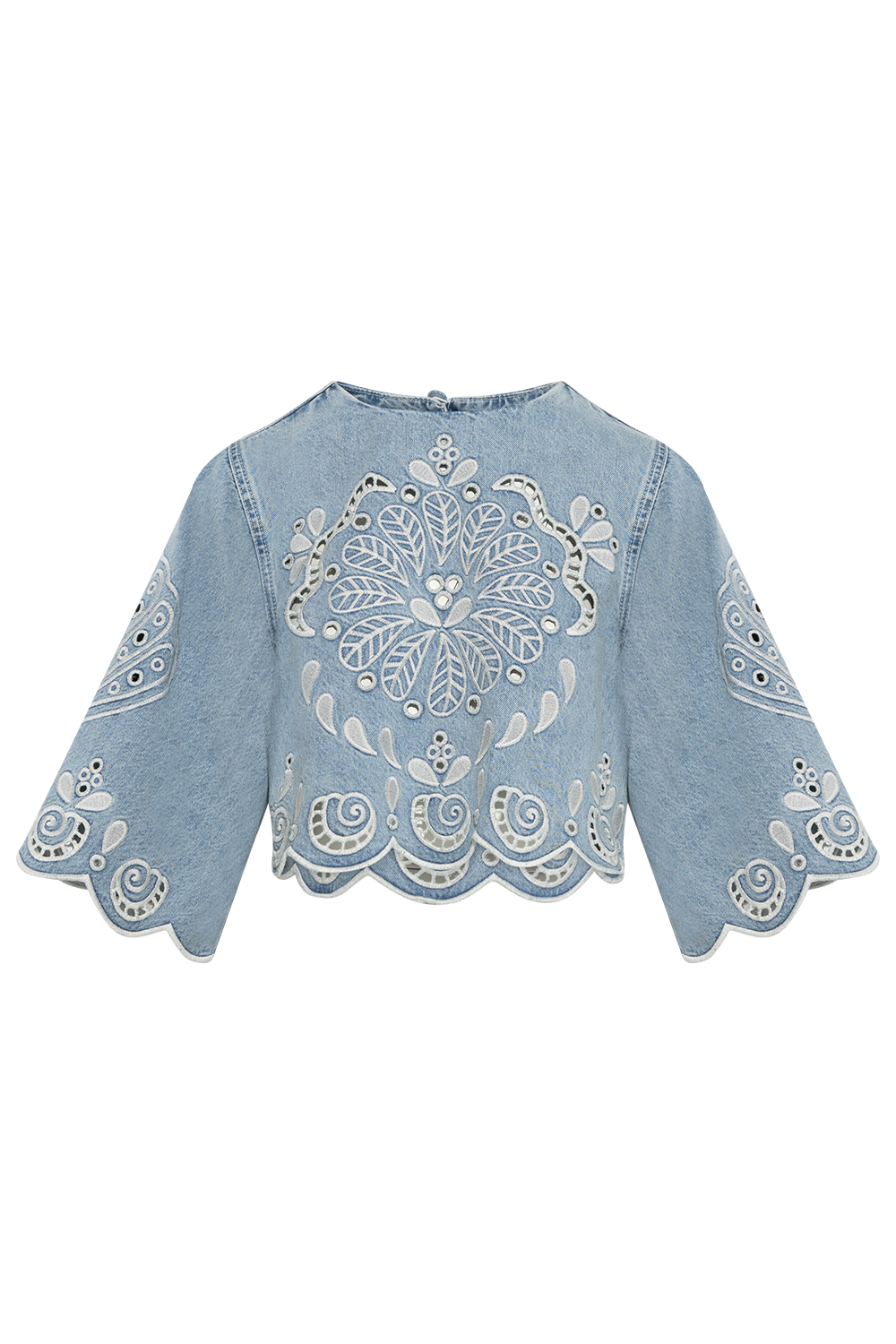 Richelieux Cropped Blouse - Denim