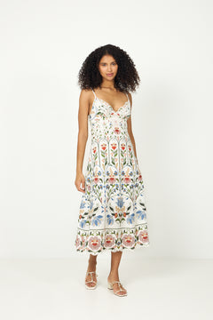 Midi Dress - Stitched Garden Off-White