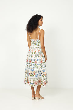 Midi Dress - Stitched Garden Off-White