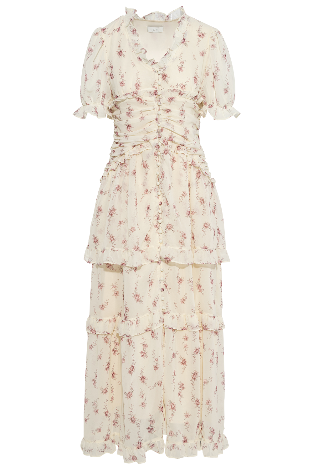 Arielic Long Dress - Off White Vintage Rose
