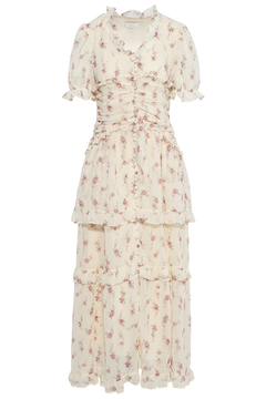 Arielic Long Dress - Off White Vintage Rose