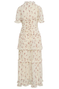 Arielic Long Dress - Off White Vintage Rose