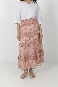 Toddy Flower Chiffon Skirt - Rose