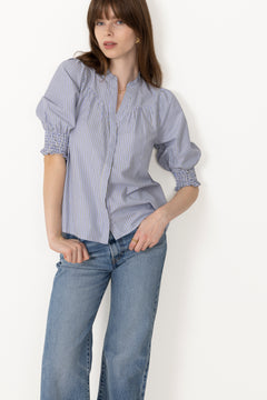 Diana Double Stripe Blouse - Light Blue