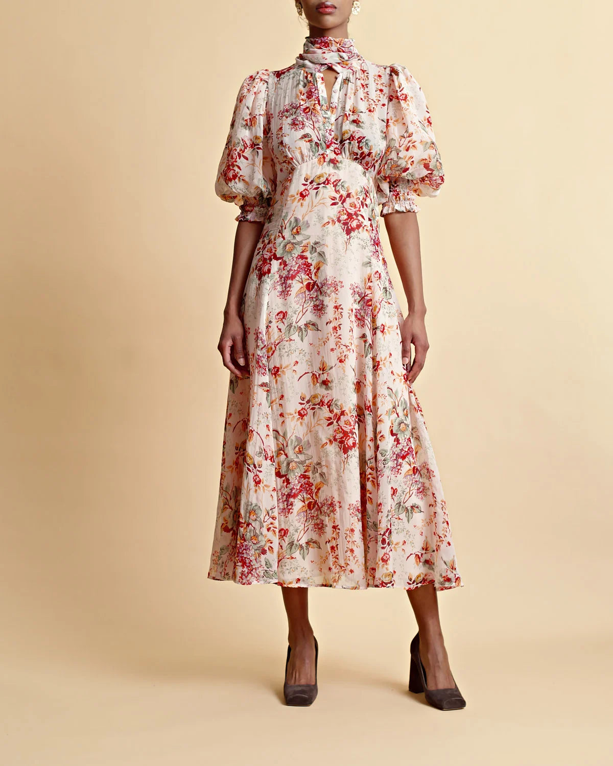 Organza Midi Dress - Pink Blossom