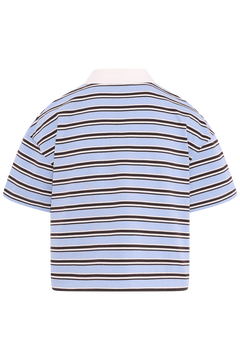 Olga Stripe Polo Tee - Blue