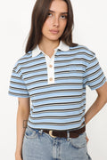 Olga Stripe Polo Tee - Blå