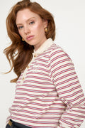 Isabelle Stripe Polo Jumper - Röd