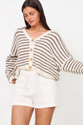 N-Lenda Knit Cardigan - Brown Ivory Stripe