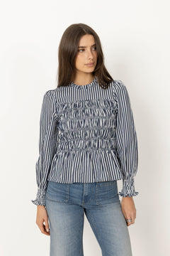 Possa Big Stripe Blouse - Navy