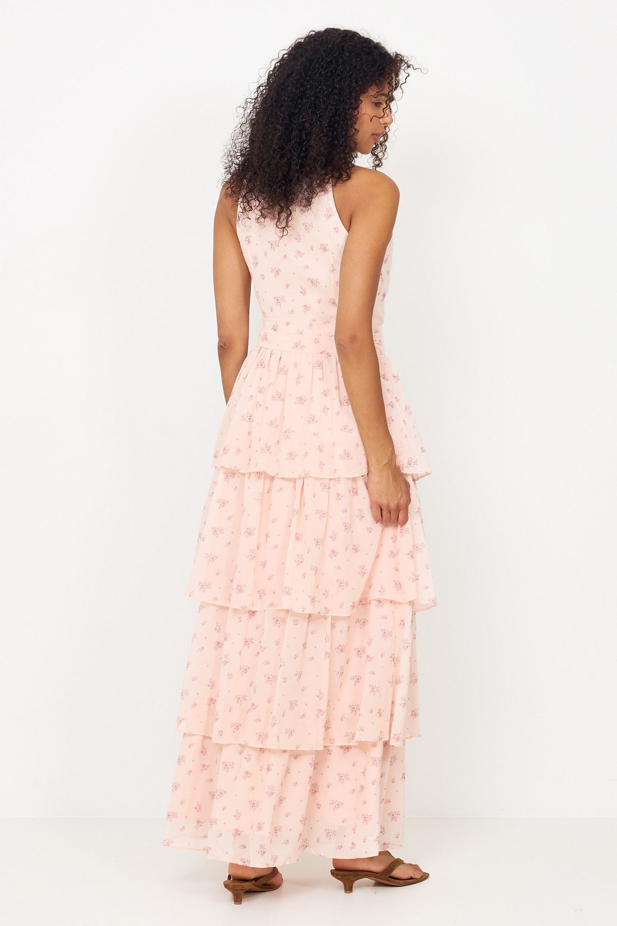 Belleic Long Dress - Pink Flower Print