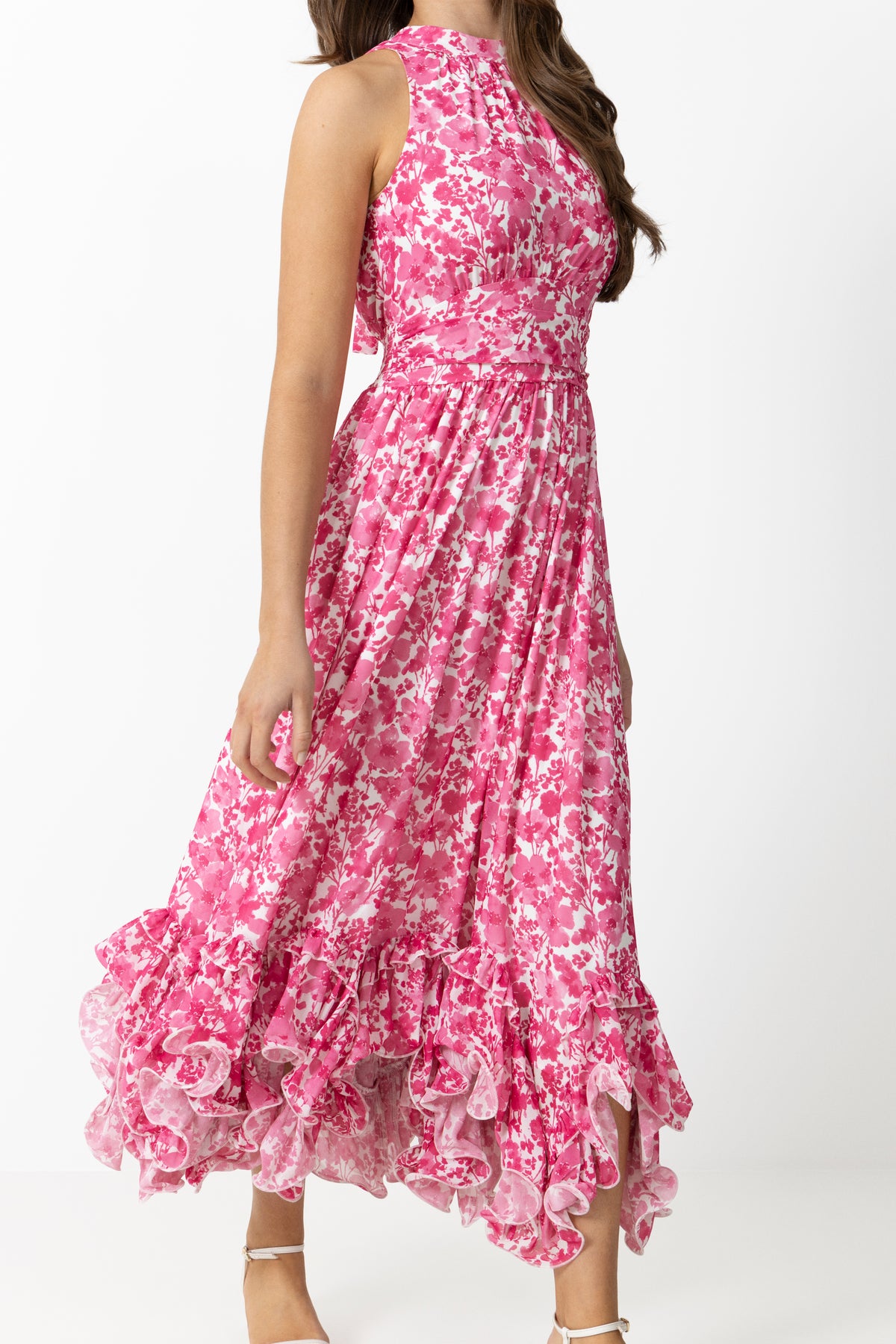 Harriet Chiffon Dress - Rosa Mönster