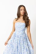 Meya Chiffon Bandeauklänning - Blue Print