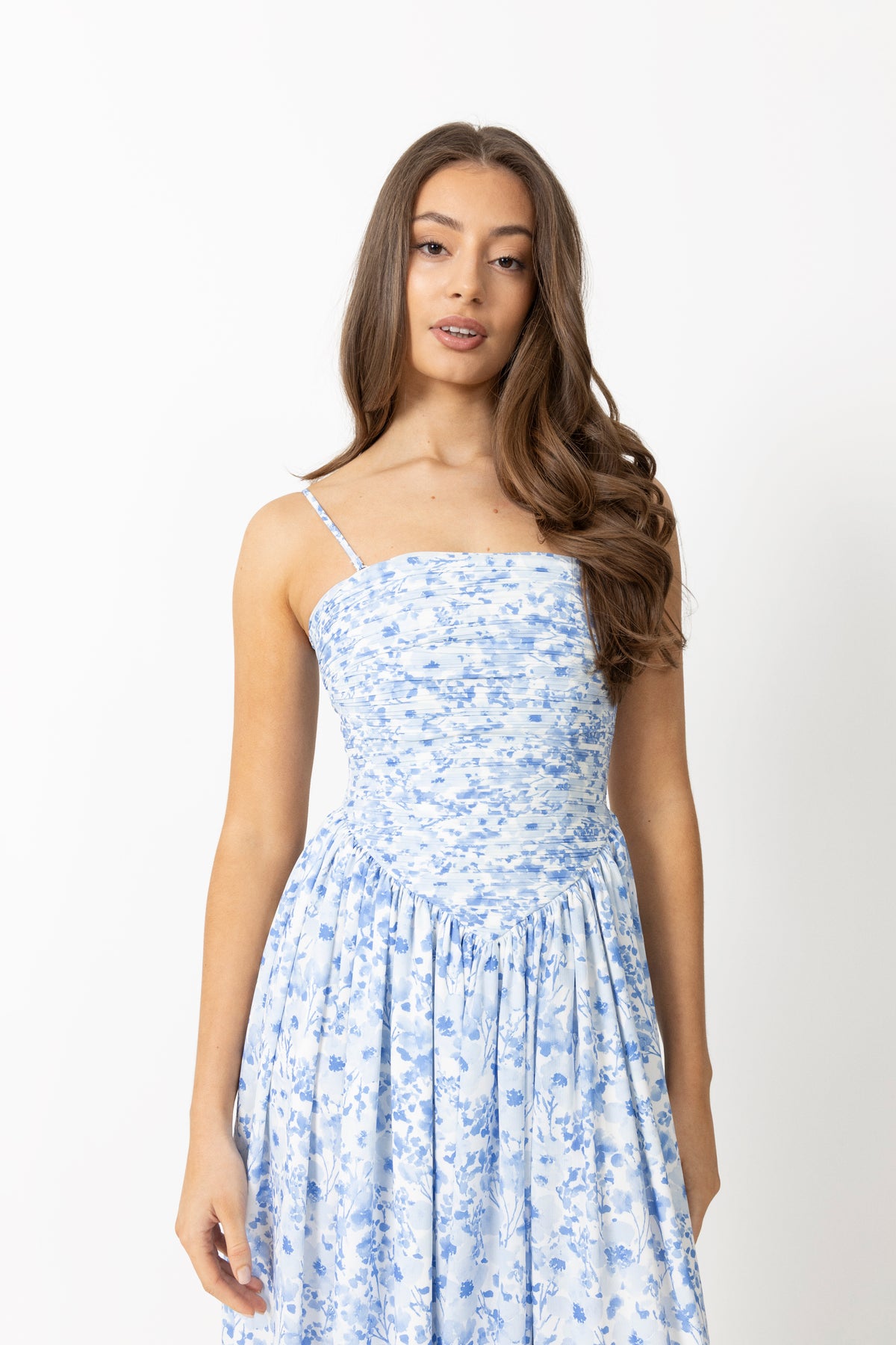 Meya Chiffon Bandeauklänning - Blue Print